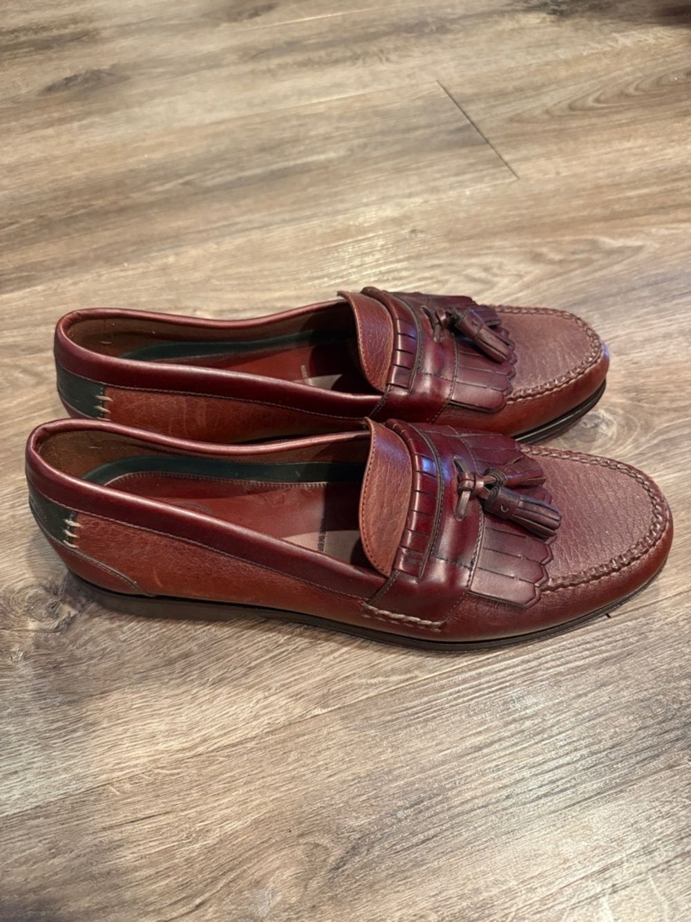 H.S. Trask of Montana Kiltie Loafer Tassel Pebble Leather Brown Size Men's 12